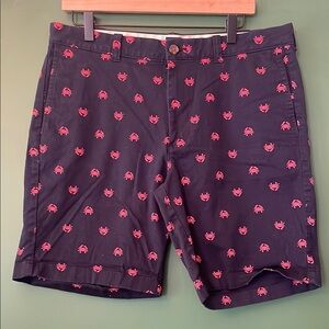 J.Crew Men's Navy Classic Chino Shorts w/red Crabs Summer Coastal